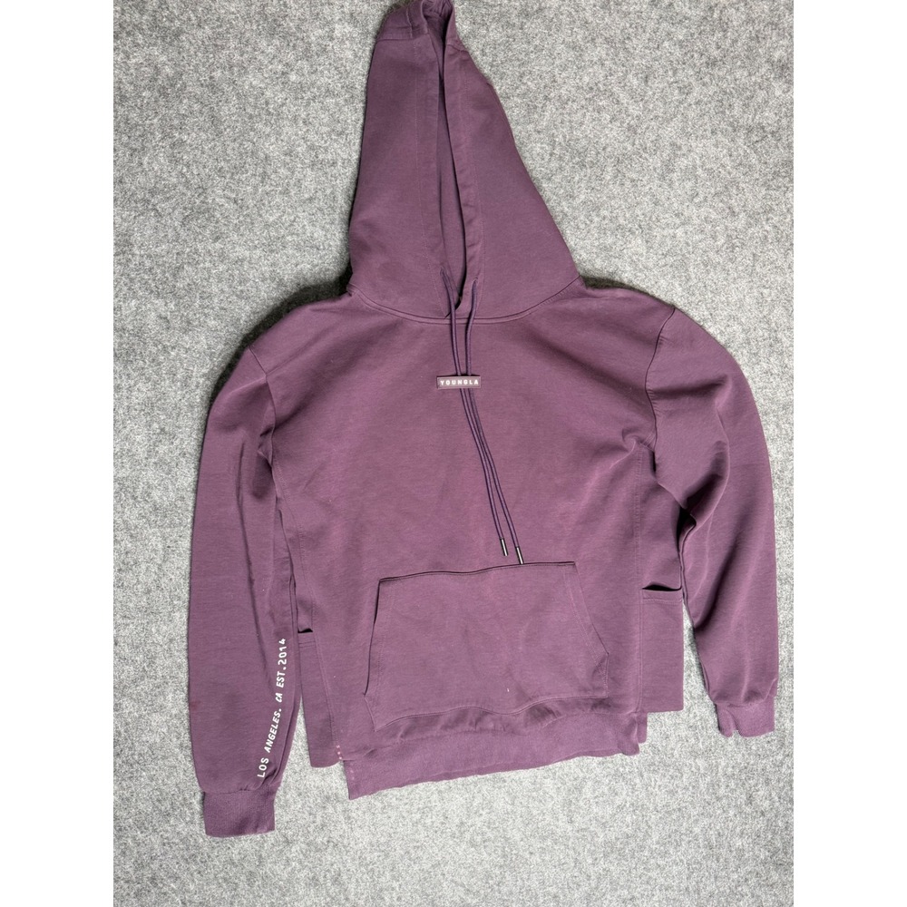 YoungLA Mens Medium Hoodie Purple Los Angeles Est 2014 Pullover Sweatshirt‎ M